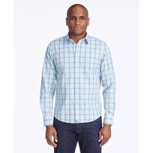 UNTUCKit Men’s Blue Plaid Slim Fit Mantanzas-WF Button Down Shirt Large